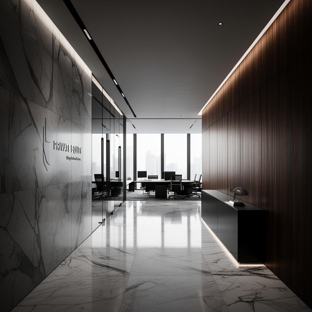 Sophisticated private equity office interior with modern furnishings